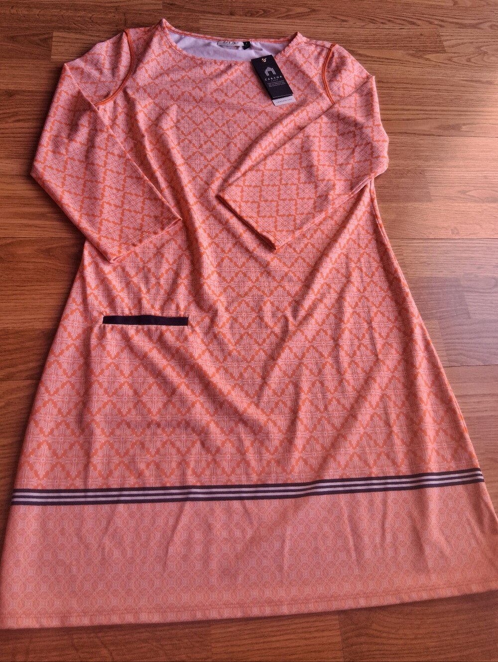 NWT Ladies Dress By Cabana Life, Orange With Whte Print,